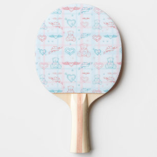 baby patroon met teddybeer tafeltennisbatje
