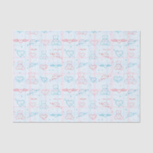 baby patroon met teddybeer tissuepapier