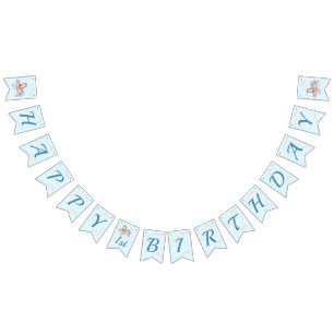 Baby Penguin Airplane Blue Gepersonaliseerde Verja Vlaggetjes