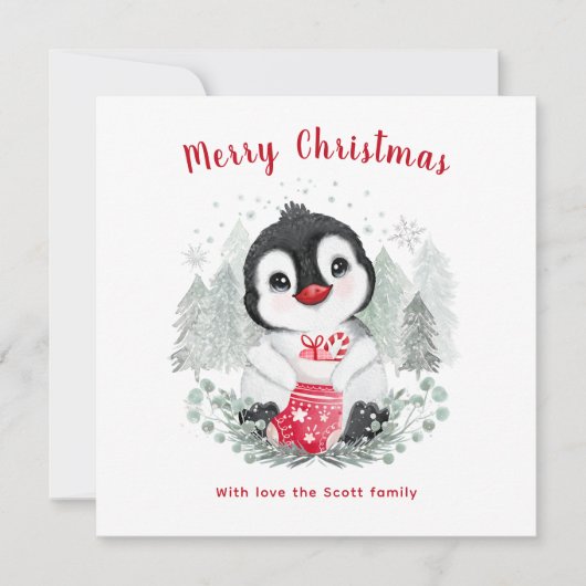 Baby Penguin Carte de Noël mignonne (Devant)