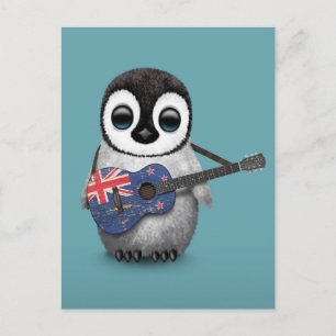 Baby Penguin die Nieuw-Zeelandse vlag blauw Briefkaart
