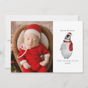 Baby Penguin-kerstfotofeestkaart Feestdagenkaart
