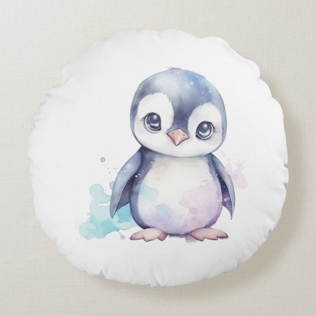 Baby Penguin Round Pillow Rond Kussen (Voorkant)