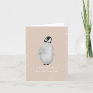 Baby Penguin Roze Meisje Winter Baby shower Dank Bedankkaart