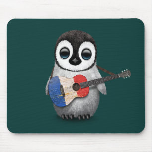 Baby Penguin Spelling Franse vlag Blauwgroen Muismat