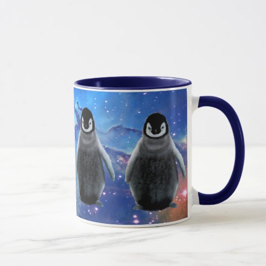 BABY PENGUIN & STARS Wildlife Supporter Café Mug (Droite)