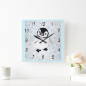 Baby Penguin Wall Clock Vierkante Klok (Huis)