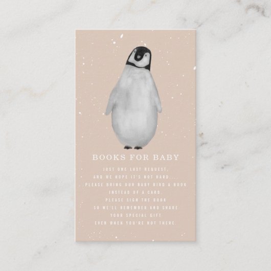 Baby Penguin Winter Pink Baby shower Book Request Informatiekaartje (Voorkant)