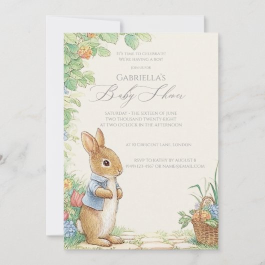 Baby Peter Rabbit Garden Baby shower Kaart (Voorkant)