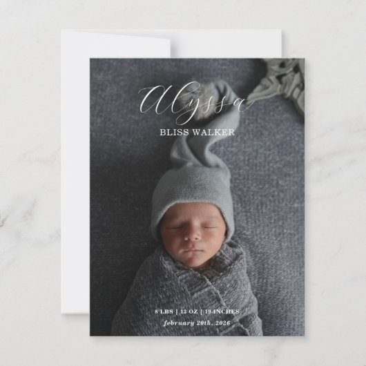 Baby Photo Announcement card (Voorkant)