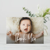 Baby Photo Modern Handlettering Naissance merci (Debout devant)