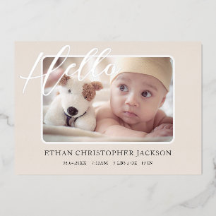 Baby Photo Modern Silver Foil Aankondiging van geb