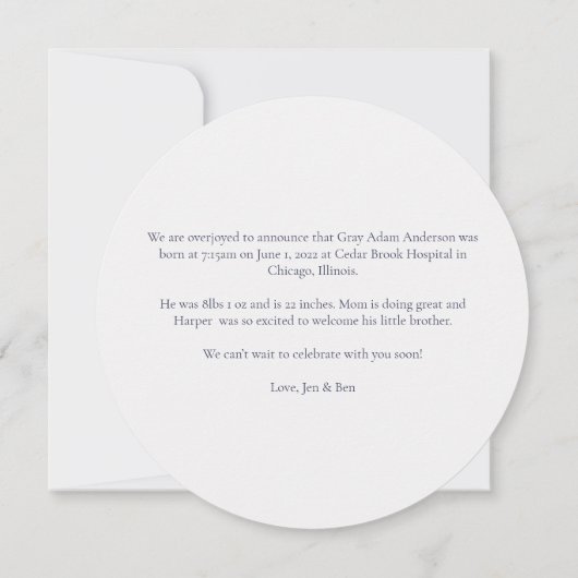 Baby Photo Moderne Élégant Faire-part de naissance (Dos)