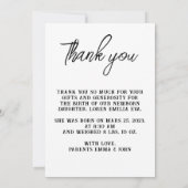 Baby Photo Thank You Script Heart Birth Aankondiging (Achterkant)