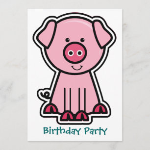 Baby Pig Sticker Birthday Party Kaart