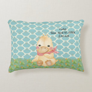 Baby Pillow voor Boy met Duck & Geboortedatum Accent Kussen