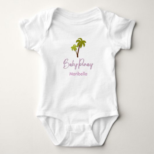 Baby Pinay Palm Tree met aangepaste naam Romper (Voorkant)