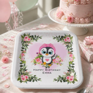 Baby Pinguïn Persoonlijke verjaardag Papieren Bordje