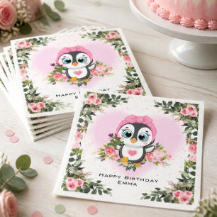 Baby Pinguïn Persoonlijke Verjaardag Servet