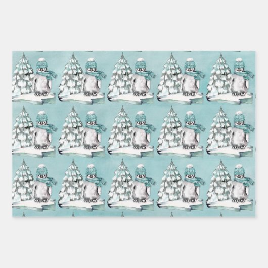 Baby pinguïns en poolse Beren op ijsstromen Inpakpapier Vel (Voorkant 2)