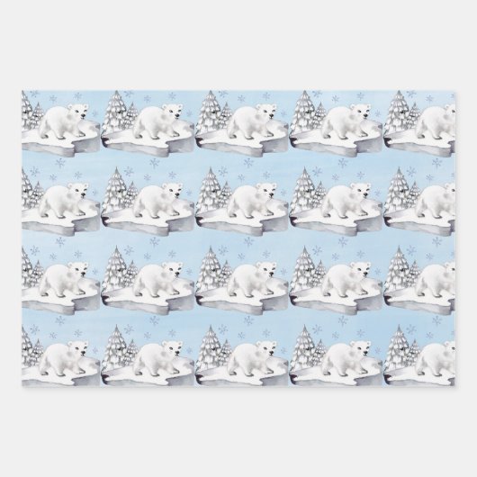 Baby pinguïns en poolse Beren op ijsstromen Inpakpapier Vel (Voorkant)