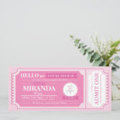 Baby Pink Baby shower Event Ticket Uitnodigen Kaart (Staand voorkant)