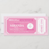 Baby Pink Baby shower Event Ticket Uitnodigen Kaart (Voorkant)