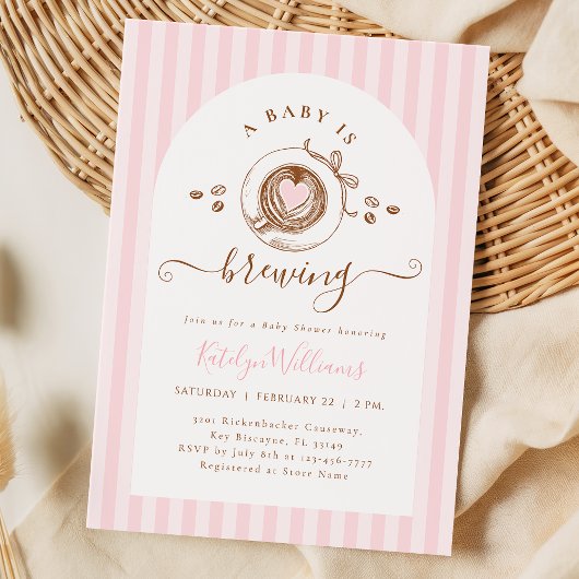 Baby Pink Coffee Baby Shower Invitation