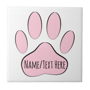 Baby Pink Dog Pawprint Aangepaste naam Tegeltje