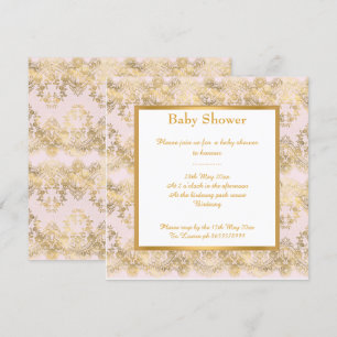 BABY PINK EN GOLD STUNNING PATROON BABY SHOWER KAART