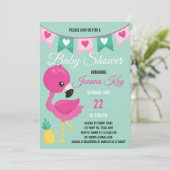 Baby Pink Flamingo Baby shower Uitnodiging (Staand voorkant)