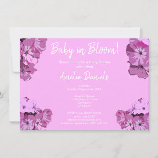 Baby Pink Floral Baby Shower Invitation Kaart