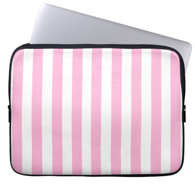 BABY PINK FUN BOLD STRIPES PATTERN LAPTOP SLEEVE (Voorkant)