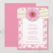 Baby Pink Gerbera Ivory Baby shower Invitation (Devant / Derrière)