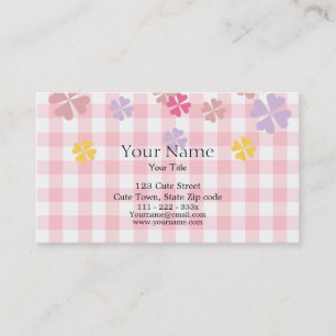 Baby Pink Gingham and Pastel Floral Visitekaartje