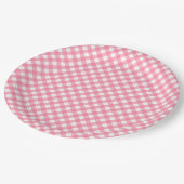 Baby Pink Gingham Papieren Bordje (Gekanteld)