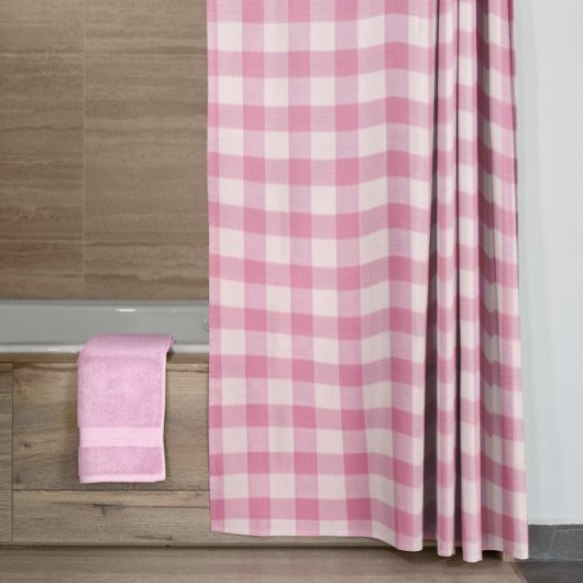 Baby Pink Gingham Pattern Douchegordijn