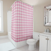 Baby Pink Gingham Pattern Douchegordijn (In situ)