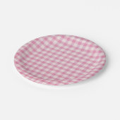 Baby Pink Gingham Pattern Papieren Bordje (Gekanteld)