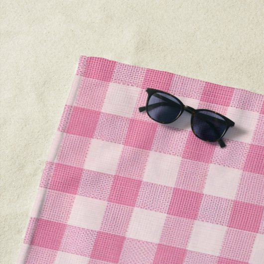 Baby Pink Gingham Strandlaken (In situ)