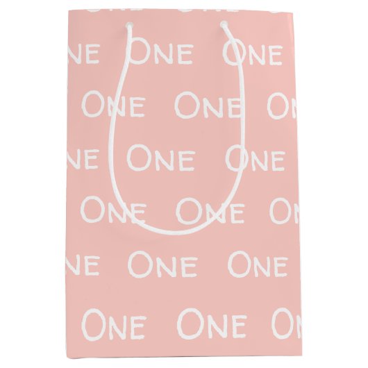 Baby Pink Girl's First Birthday Medium Cadeau sac (Devant)