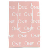 Baby Pink Girl's First Birthday Medium Cadeau sac (Dos)