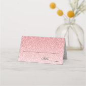 Baby Pink Glam Glitter Place Card (Voorkant)