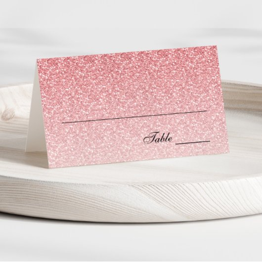 Baby Pink Glam Glitter Place Card