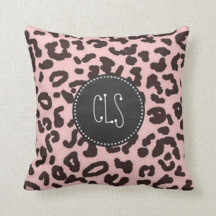 Baby Pink Leopard Animal Print; Krijtbord Kussen