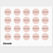 Baby Pink Modern Minimal Elegant Script Ronde Sticker (Vel)