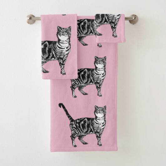 Baby Pink Tabby Chat Chats Filles Ensemble de serv (En situation)