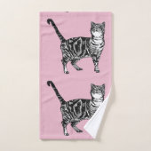 Baby Pink Tabby Chat Chats Filles Ensemble de serv (Serviette à main)