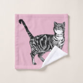 Baby Pink Tabby Chat Chats Filles Ensemble de serv (Gant de toilette)