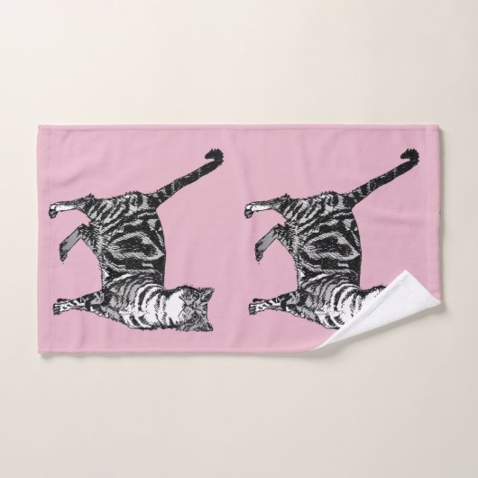 Baby Pink Tabby Chat Chats Filles Ensemble de serv (Serviette à main)